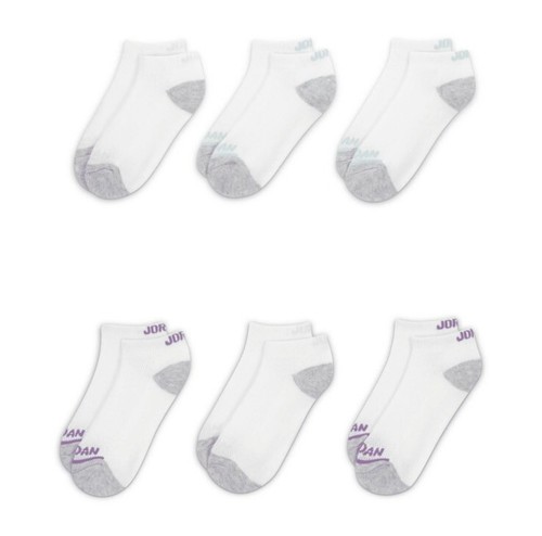 NIKE JORDAN Girls Socks No Show Jumpman Basketball Cushioned 6 Pack Shoe 5Y-7Y - Picture 2 of 5