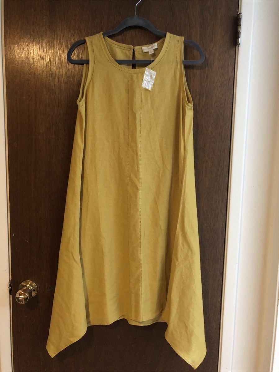 cynthia rowley S Dress linen Blend mustard A Lined Coastal Cottage Core