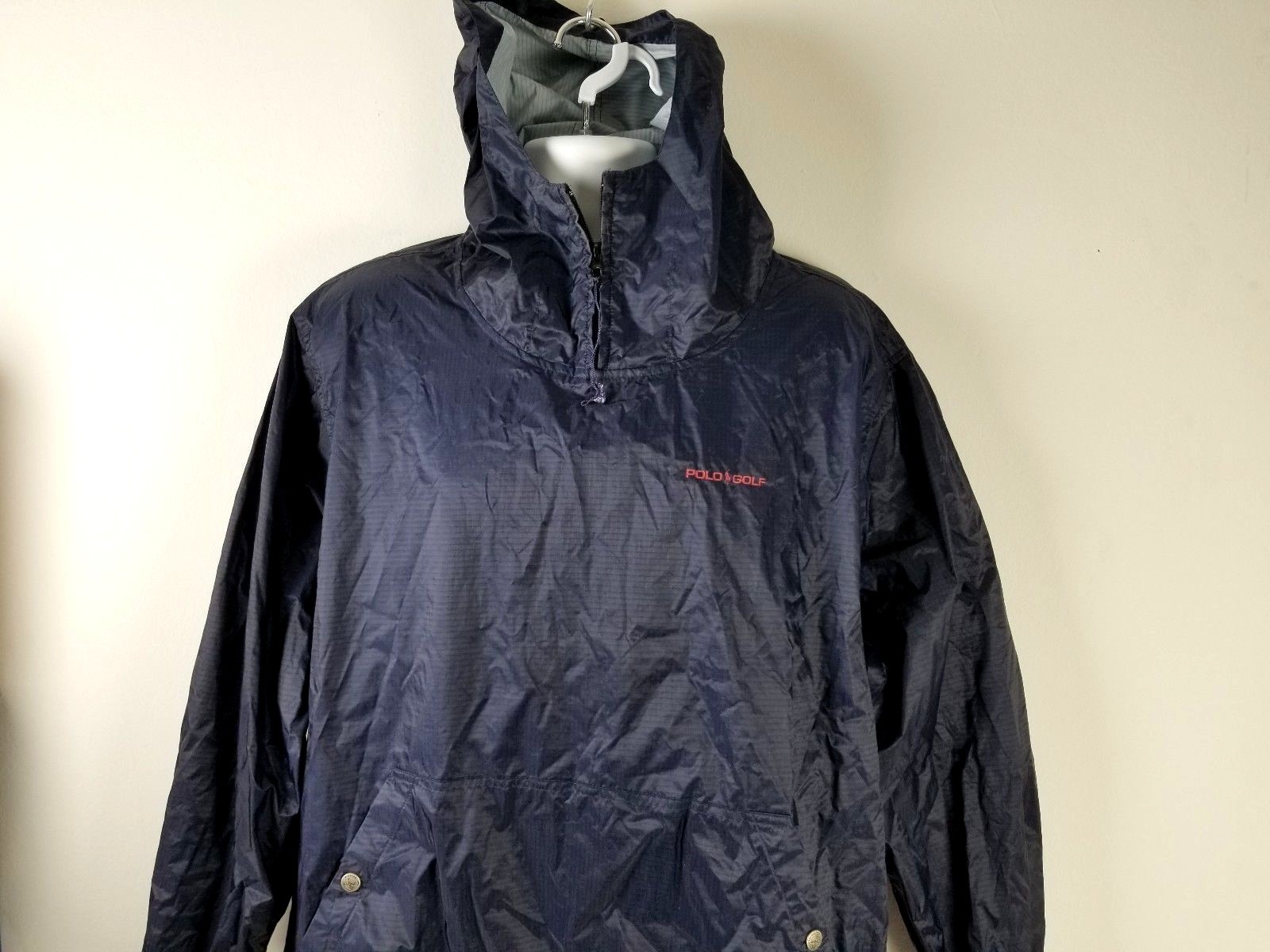 Felpa con cappuccio vintage frangivento Polo Sport Ralph Lauren Spell Out taglia S pony droga ya