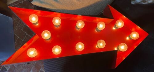 Large Metal Red Light Up Arrow Marquee Light 25 inches long