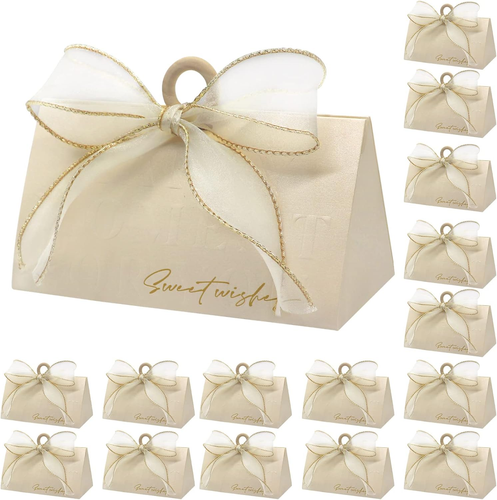20Pcs Wedding Candy Boxes, Beige Wedding Favor Boxes Chocolate Treat Gift Boxes, - Picture 10 of 12