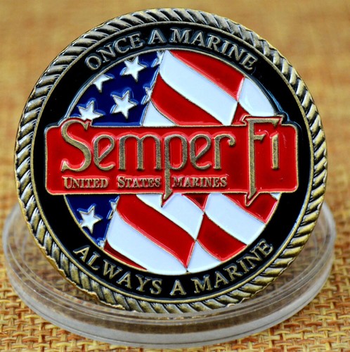 A MARINE ALWAYS A MARINE US Challenge Coin Collectible Semper Fi Military Gift - Picture 7 of 10
