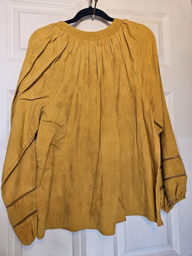 Time & True XL Pesant Calzoncillo Amarillo Mostaza Tejido Tela Boho Linterna Manga  - Imagen 8 de 8