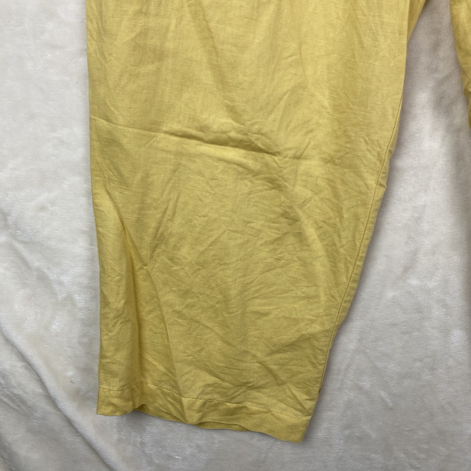 Zara Basic Pants Womens Large Yellow Cropped Line… - image 4