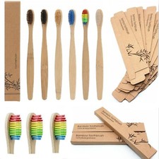 Eco Friendly Bamboo Toothbrush Natural Biodegradable Wood Medium Bristles Adult 