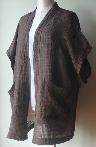 FLAX Designs Osbcure Cardigan M & L NWT COFFEE WINDOWPANE - Picture 8 of 10