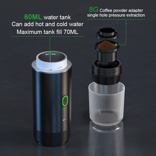 Portable Wireless Espresso Coffee Machine for Car/Home, 3-in-1 Travel Maker - Picture 6 of 17