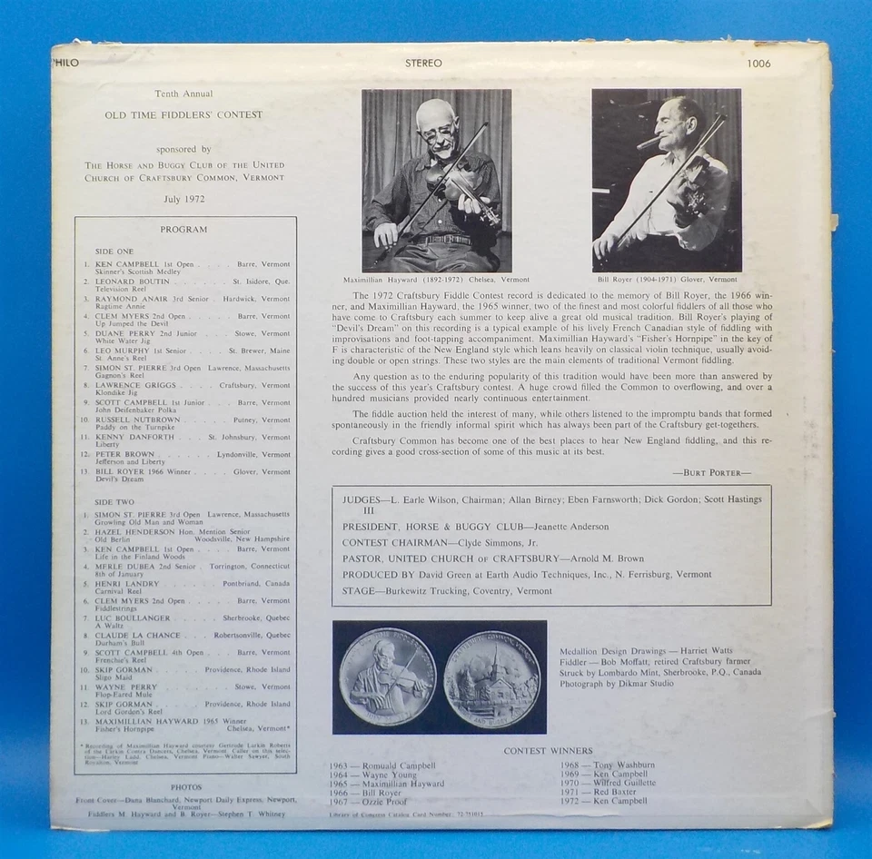 10th Annual Old Time Fiddlers Contest, Craftsbury Common, Vermont LP BX8A — 第 2/4 张图片