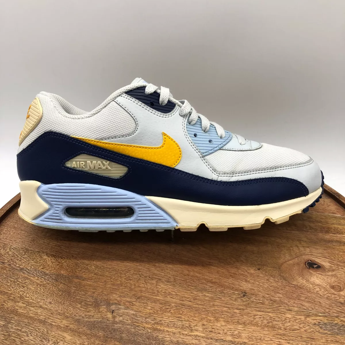 Nike Air Max 90 Essential Royal Tint Pure Platinum Yellow AJ1285-008 Size 12