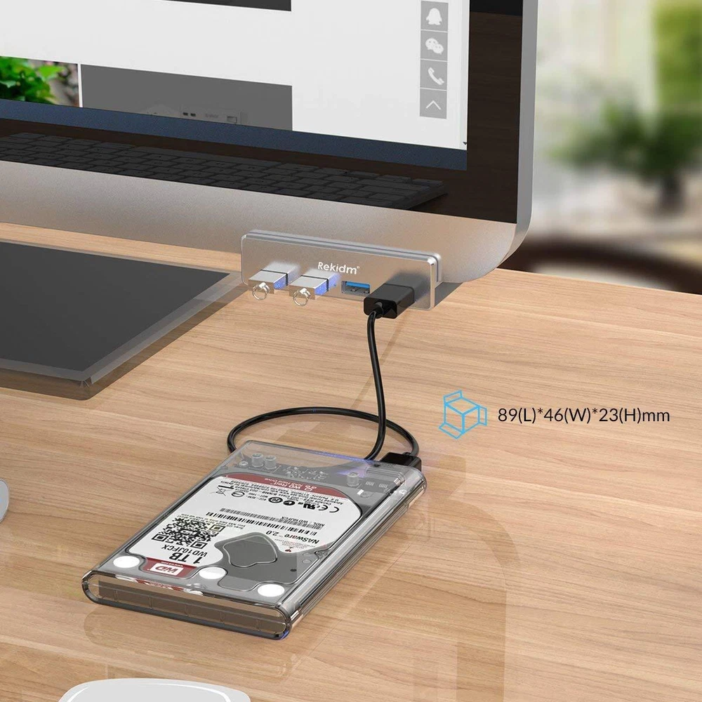 USB Hub 3.0 - 4 Port Aluminum Desk USB Hub 3.0 Clamp Design for Desktop, Comp...