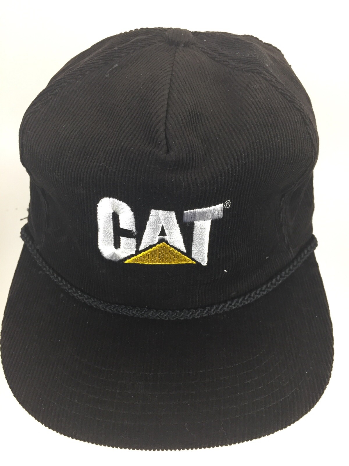 Vintage Caterpillar Cat Corduroy Trucker Hat Cap Bla… Gem
