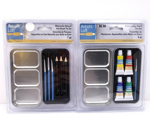 Künstler Loft Aquarellfarbe 6 Stück und Naturhaar Pinsel 7 Stück Dose Set Posten