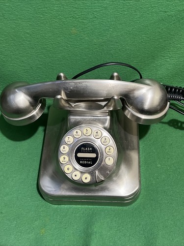 Telefono Pottery Barn Trimline Grande Quadrante Stile Rotante Tono Desktop Argento