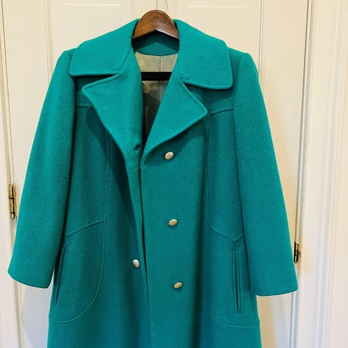 Vintage Bromleigh Womens Pea Coat Green Holiday Coat Size Medium - Picture 12 of 24
