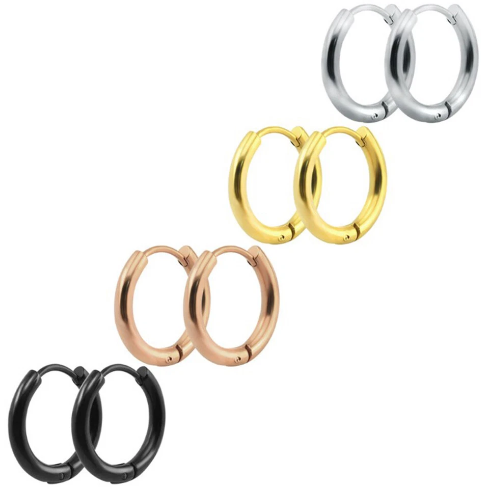 Unisex Titanio Acero Aro Anillo Pendientes Hombres Mujeres Joyería Punk Regalo Foto 3 de 4