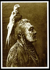 ⫸ 905 Postcard TWO WHISTLES, Apsaroke-Mountain Crow 1908 Photo Edward Curtis NEW