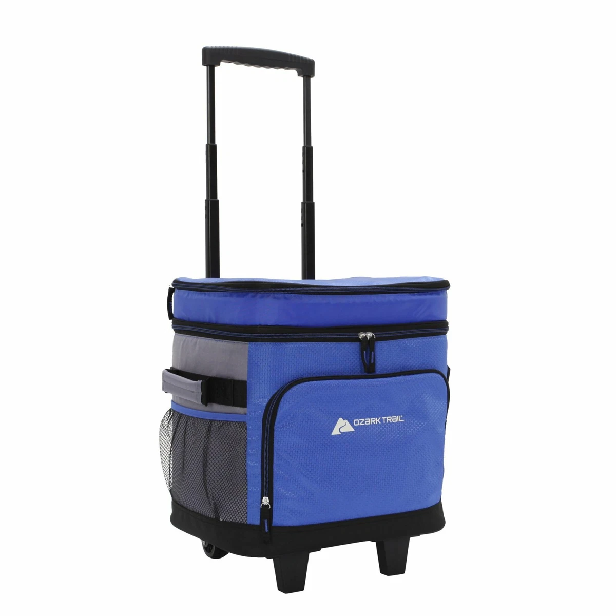 Rolling Cooler 42 Can Soft Sided With Wheels in Blue Telescopic handle
