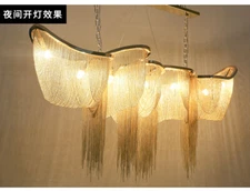 LED Chandelier Metal Tassel Chain Modern Luxury Villa Lamp Simple long Lighting