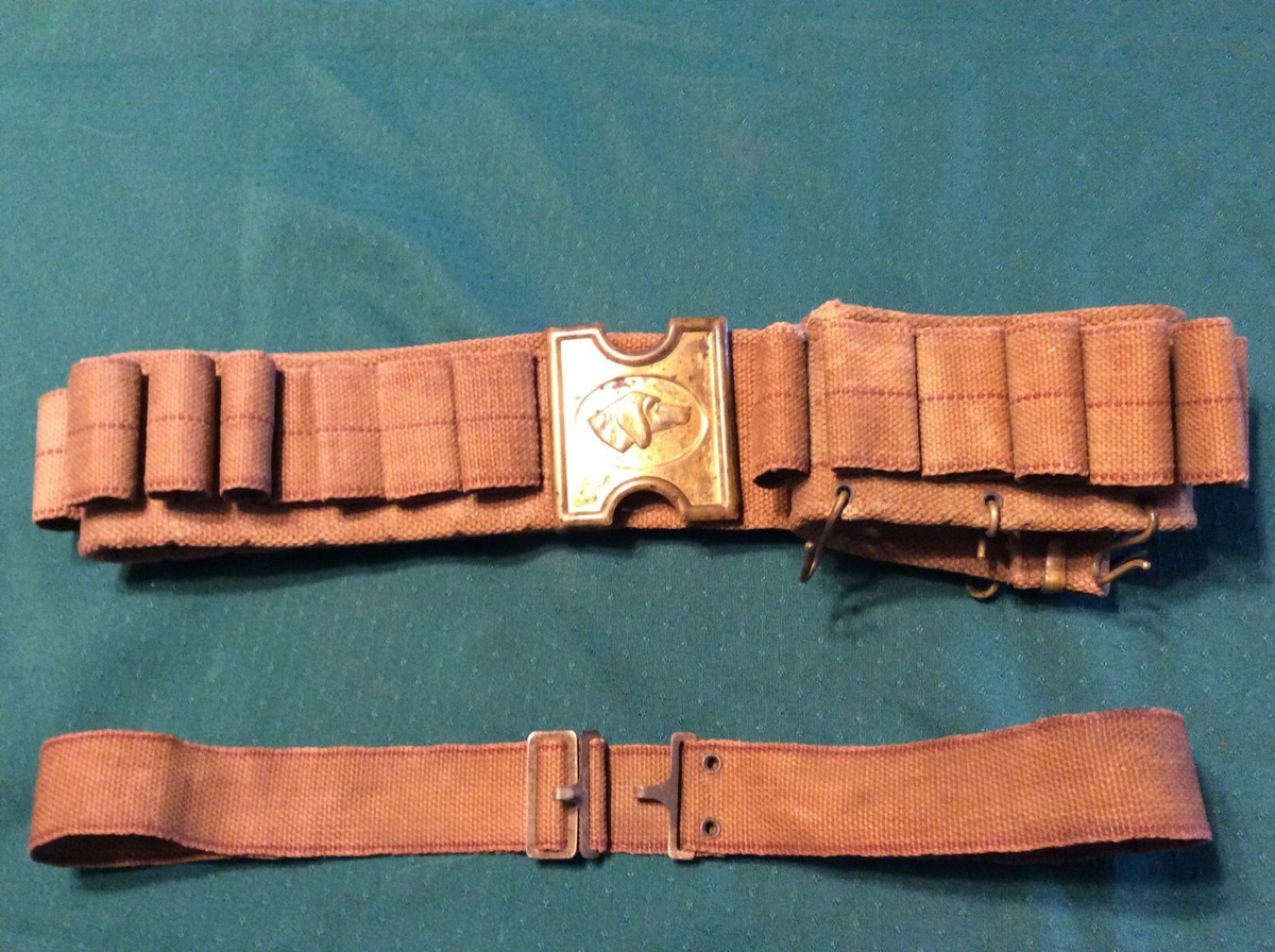 Anson Mills Cartridge Belt w/ Remington Dog Head Buckle Rare