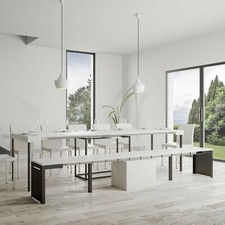 Panca allungabile WALK bianco frassino fino a 305cm