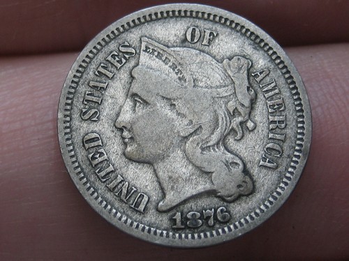 1876 Three 3 Cent Nickel 3CN- Fine Details