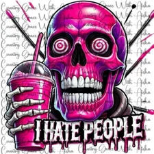 Sublimation Transfer Skull Hate People Ready to Press Paper Ink Heat Transfer