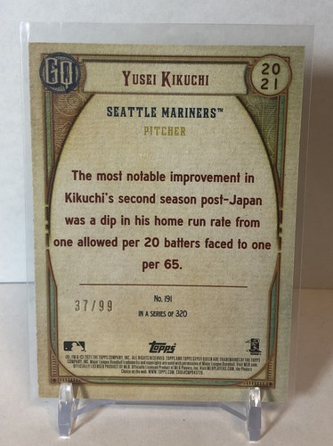 2021 Topps Gypsy Queen Sepia #191 Yusei Kikuchi /99 Seattle Mariners - Picture 2 of 2
