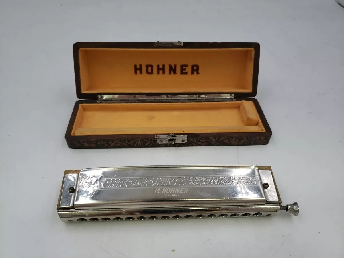 Vintage Hohner Harmonica Chromonica 64 C Model Nr 280 4 Octaves Wood Box L1