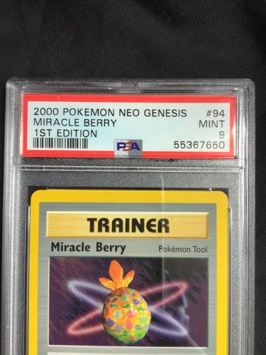 Pokemon Cards: 1st Edition Neo Genesis Uncommon: Miracle Berry 94/111: PSA 9 - Picture 3 of 6