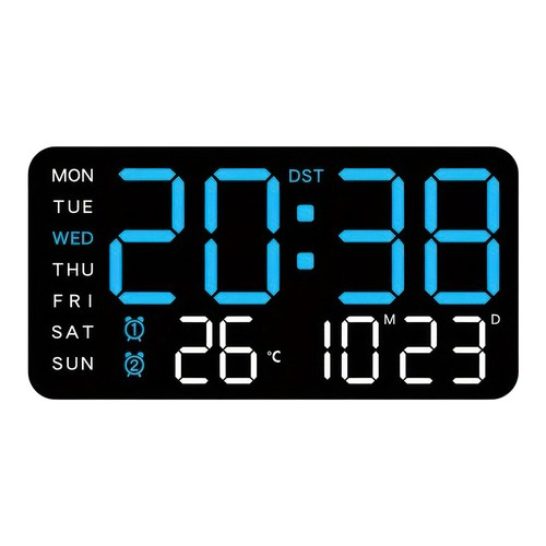 Digital LED Large Display Wall Desk Alarm Clock With Calendar Temperature Date - Picture 25 of 25