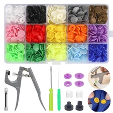 150pcs Snap Button Fastener Kit Press Studs with Pliers for Fabric Craft Clothes
