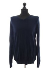 Brax Vico Men's Sweater Pullover 52 Blue Dark Blue Light V-Neck Virgin Wool