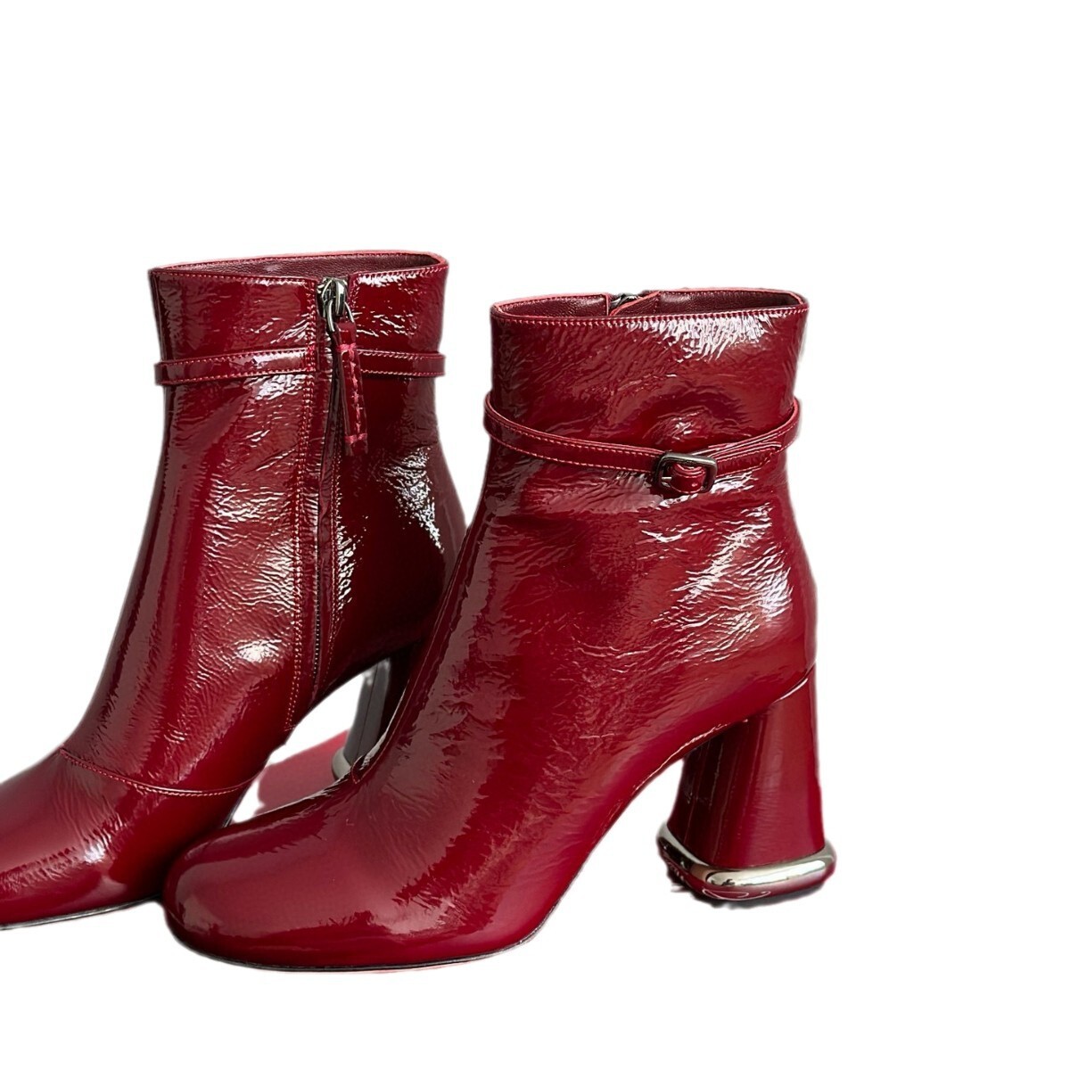 関税送料込Roger Vivier Patent Leather Ankle Boots Roger Vivier Viv Ranger Patent Leather Pilgrim Buckle