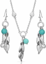 Montana Silversmiths Charming Feather & Turquoise Jewelry Set