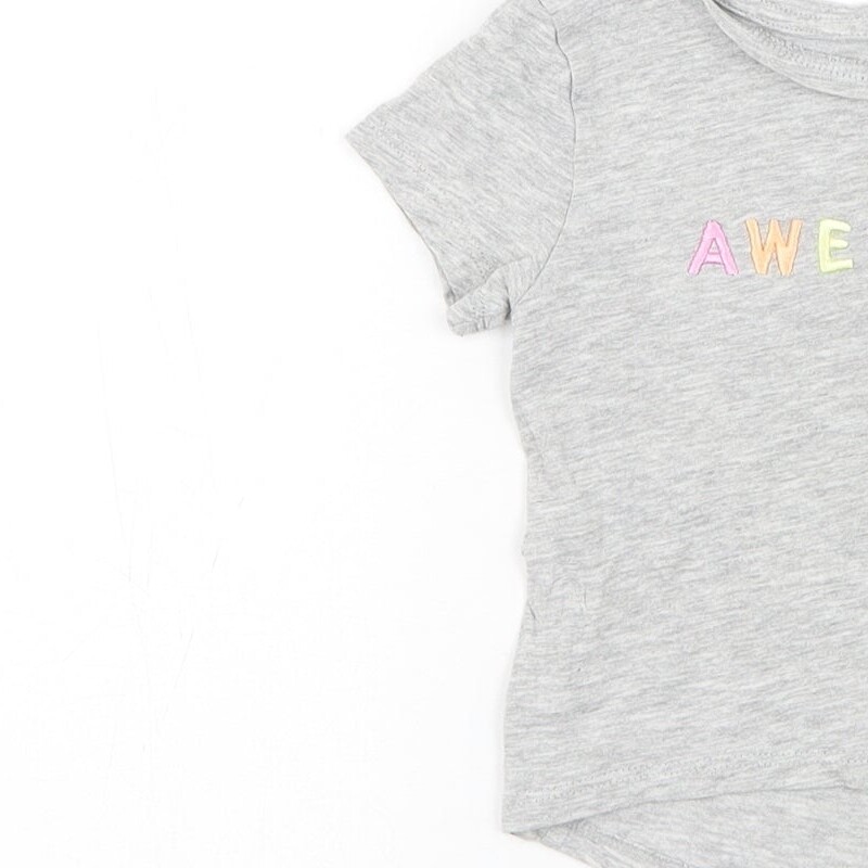 Primark Girls Grey Cotton blend T-Shirt Size 2-3 Years  - Awe image 9