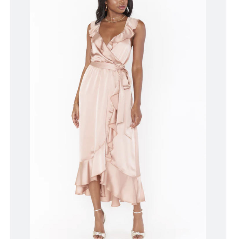 SHOW ME YOUR MUMU rose gold Samantha ruffle wrap dress | eBay SHOW ME YOUR MUMU rose gold Samantha ruffle wrap dress | eBay