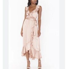 SHOW ME YOUR MUMU rose gold Samantha ruffle wrap dress