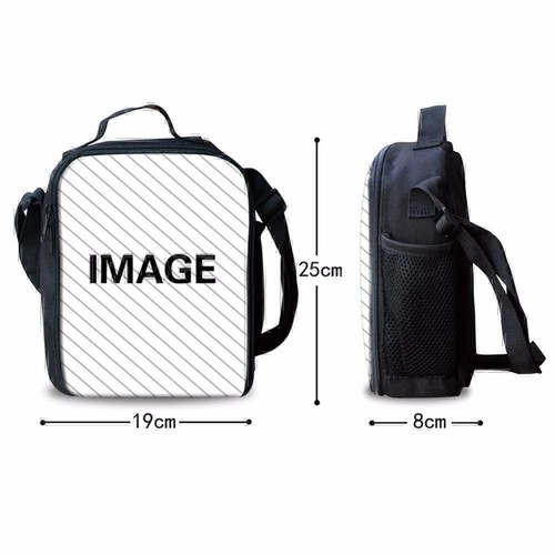 Kids Geometry Dash School Backpack Insulated Lunch Bag Rucksack Pencil Case Gift - Picture 4 of 10