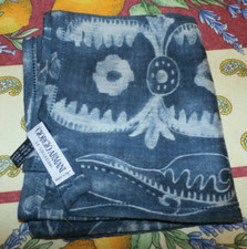 Echarpe Armani en soie et laine couleurs jeans