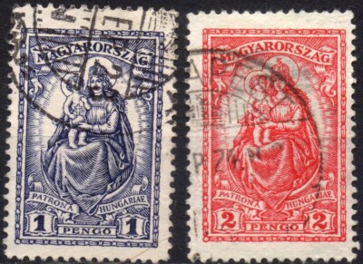 UNGARN 1926 - gebraucht 1 und 2 Pengo Madonna mit Kind #UN1