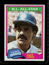 Vintage 1981 BASEBALL Card TOPPS All-Star #50 DAVE LOPES Dodgers 2nd Base