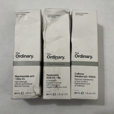 The Ordinary Skincare Bundle: Hyaluronic Acid, Caffeine & AHA BHA Facial Peel