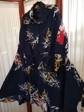 Step in Style Shirt Dress Hi Lo Red Boho Print Tunic Lagenlook Navy Blue