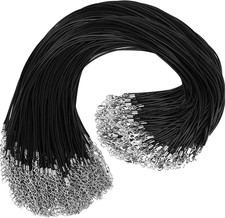 100Pc Waxed Necklace Cord 18in 1.5mm with Clasps for Pendant Jewelry