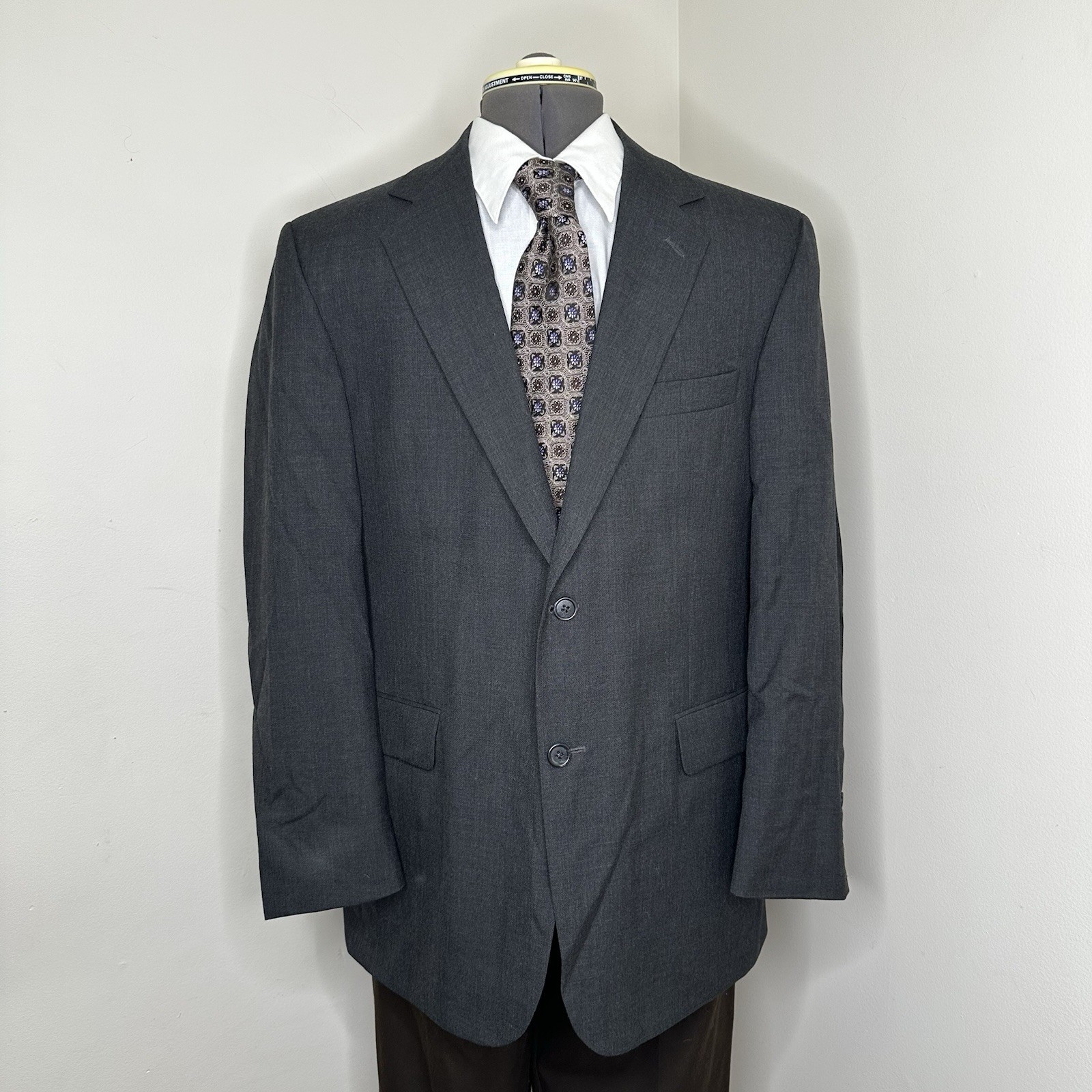 Stafford Mens 41R Blazer Sport Coat Suit Jacket Gray 2 Button Wool
