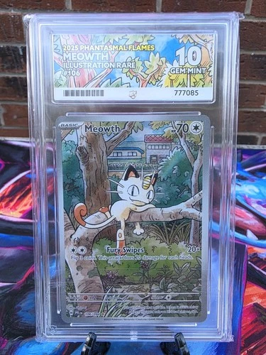 Pokemon TCG Meowth 2025 Phantasmal Flames ACE 10 Grading Illustration Rare Mint