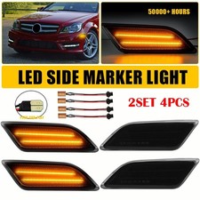 4 LED Side Marker Lights Bumper Amber For Mercedes Benz C250 C300 C350 C63 12-14