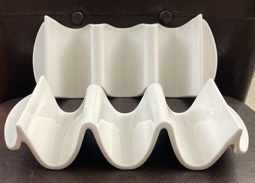 Set of 2 Dowan Porcelain Taco Holder Large Taco Stand With Handles