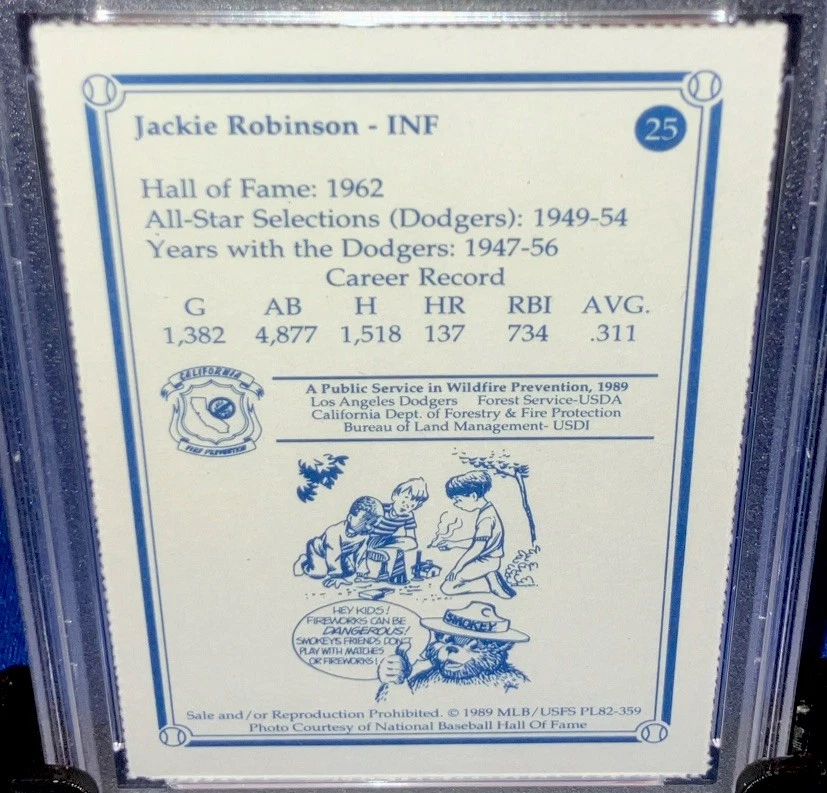 Cartão Dodgers HOF Jackie Robinson PSA 8 POP2 com 0^ Raro v 1948 Leaf Rookie RC 1989 - Imagem 3 de 4