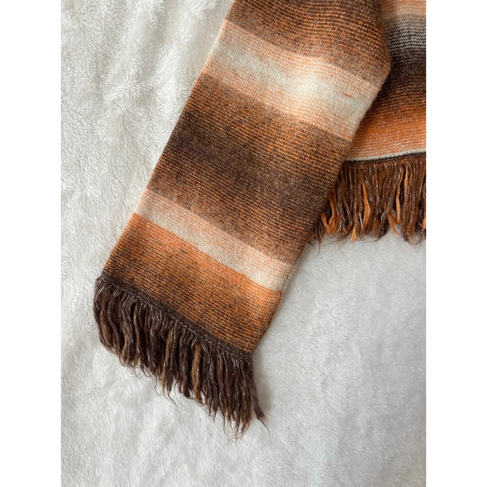 Свитер Zara с бахромой укороченный в полоску богемный трикотаж - Изображение 3 из 4